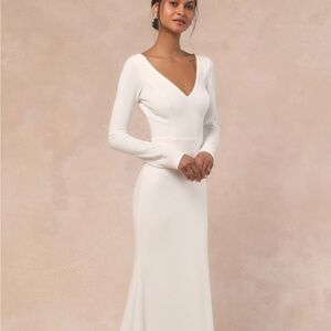 NWT Feeling of Forever White Long Sleeve Mermaid Maxi Dress